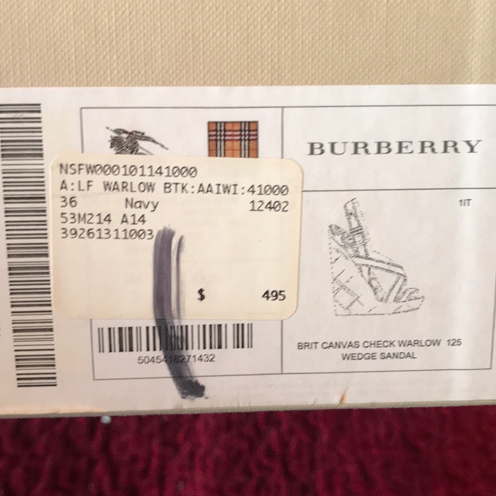 Burburry Brit Canvas  Check Marlow Size 36 wedge - Picture 6 of 6
